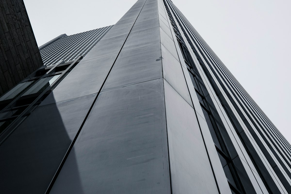 Reference photo: an office building in Frankfurt's financial district, Germany; not a First HoldCo property.