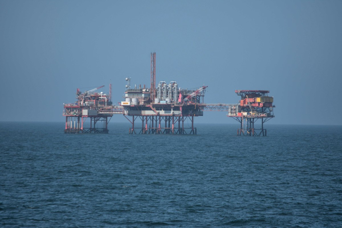 Reference photo: offshore oil platforms in the North Sea; not Nigerian licensing-round blocks or facilities.