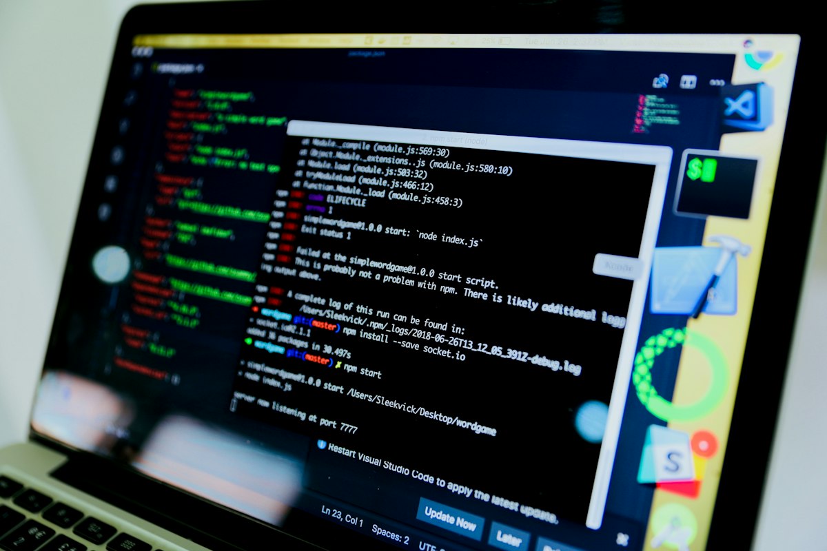 A laptop showing code in Lagos, Nigeria. Reference photograph illustrating digital services.